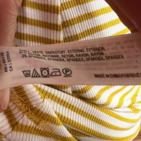 Anthropologie mustard yellow and white striped ribbed dress small - Picture 6 of 7